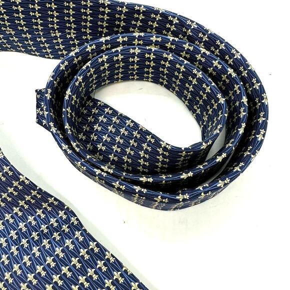 Fabris Venezia Navy with Gold Design Symbol 100% Silk Made in Italy Tie - Picture 4 of 7